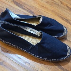 Viscata navy blue canvas espadrille flats, handmade Men's Size 46